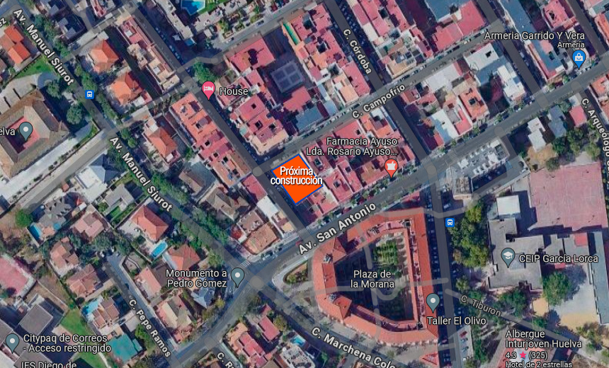 Plano localización promoción viviendas en calle Alejandro Herrero - Huelva