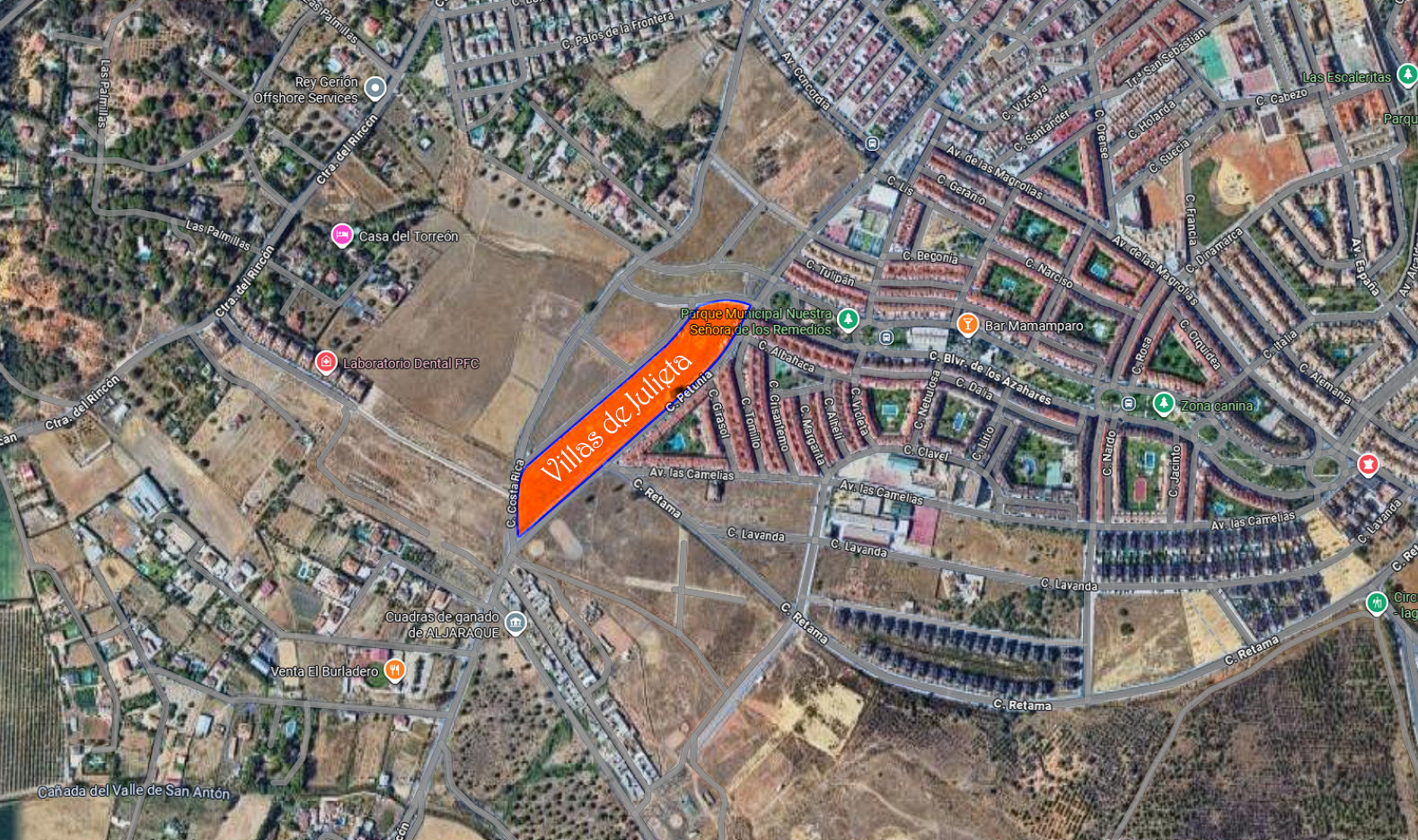 Plano localización promoción Villas de Julieta - Aljaraque - Huelva